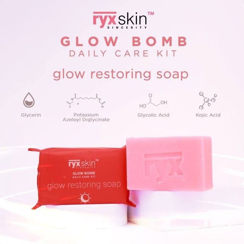 Ryx Skin Glow Restoring Soap (Category: Face Care) located in Manila. Submitted by jadrianzen (Listing ID 1464890591, Image 3). Description: How to Use? Make lather with your hands and water. Apply generously to the face and body. Rinse with water and pat dry. Gentle enough for daily use. Benefits: ✓Whitening ✓Glass Skin ✓Glowing Skin AUTHENTIC Ryx Skincerity GlowBOMB Advanced Exfoliating SOAP DIRECTIONS: Make lather with your hands and water. Ap