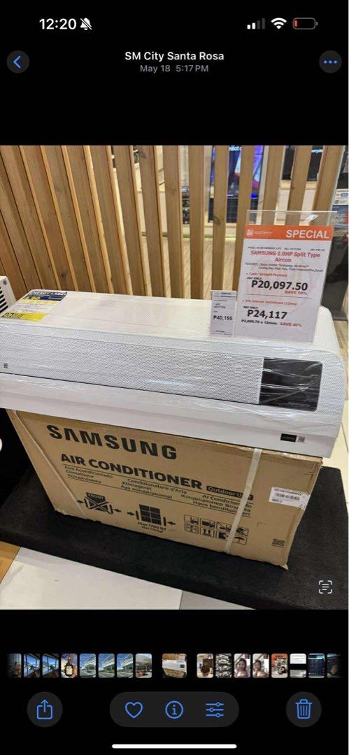 Samsung 1HP Aircon (Category: Air Conditioning and Heating) located in Santa Rosa. Submitted by caressgonzales (Listing ID 1464864049, Image 3). Description: FOR SALE!! •Bought just last June 2025 •Currently naka kabit pa sa wall, pa remove ko once meron ng sure buyer. - Brand: Samsung WindFree - Type: Wall-mounted split system digital inverter - Color: Clean white finish - Inclusions: Matching Samsung remote control - Features: Quiet operation a