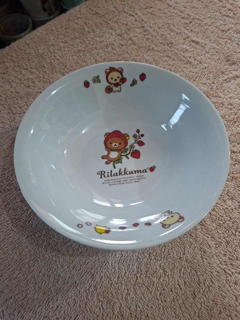 San X Rilakkuma Fruit Ceramic Shallow Bowl (Category: Dinnerware & Cutlery) located in Consolacion. Submitted by luxekerei (Listing ID 1464806338, Image 1). Description: - San-X Rilakkuma Fruit Ceramic Bowl released around 2010, often distributed as a promotional item by Japanese retailers like Joshin..