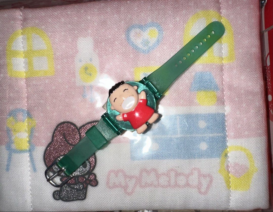 Sanrio Hello Kitty Vintage Watch Green Strap (Category: Women's Watches) located in Quezon City. Submitted by mitchapple88 (Listing ID 1464820200, Image 1). Description: - Authentic Sanrio collectible watch with 1976 copyright stamp - Features a cute 3D character figure in a red top on the front - Translucent green strap with an adjustable buckle closure - Original Kitty sticker seal still intact on the back casing - Fun and rare retro piece perf
