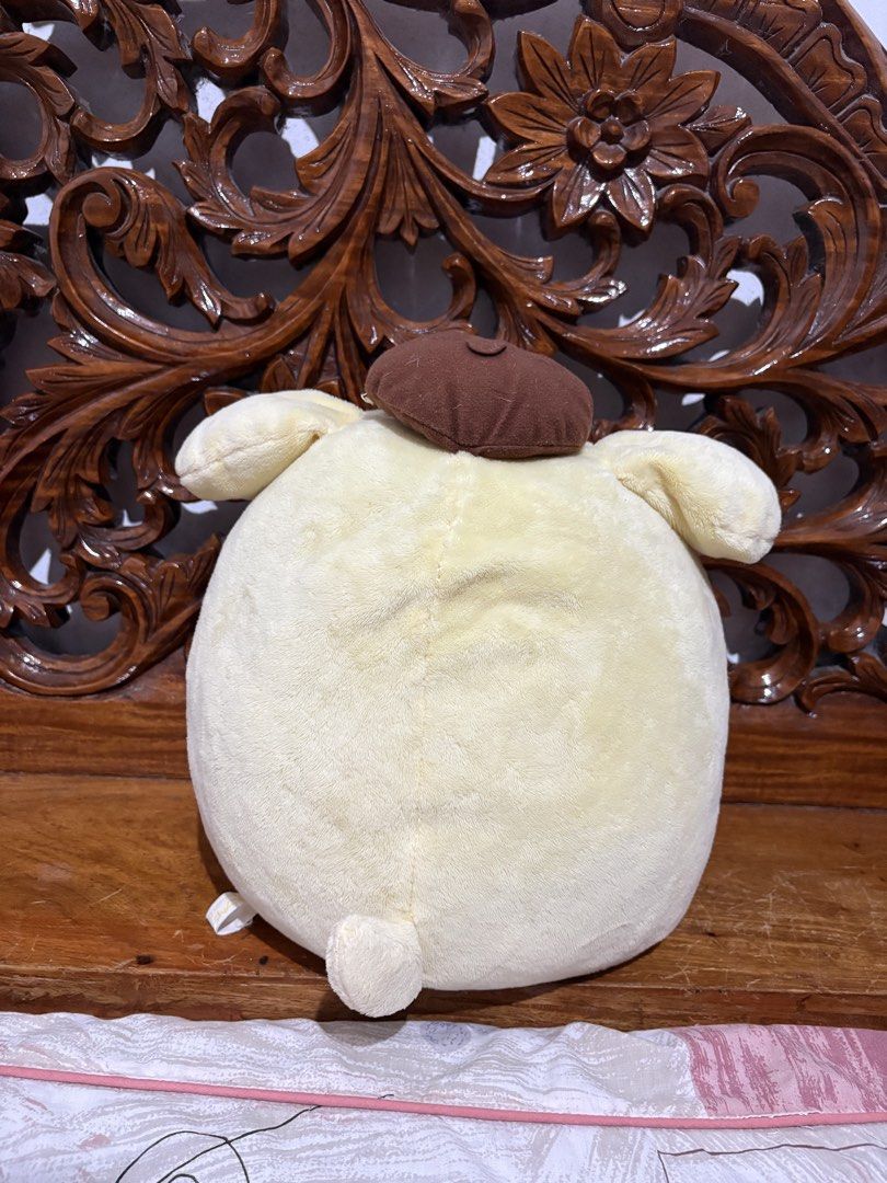 Sanrio Pompompurin Pancake Plush Toy (Category: Plushies & Soft Toys) located in Quezon City. Submitted by rxyel (Listing ID 1464905844, Image 2). Description: - Authentic Sanrio Pompompurin plush - Features Pompompurin holding a sweet pancake with butter - Super soft, round, and squishy cream yellow material with brown beret - Comes with original Sanrio tag (dated 1996, 2017) - Perfect for Sanrio collectors and gift ideas.