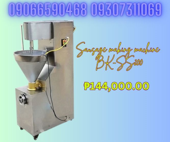 Sausage maker machine BK-SS200 Sausage Making machine (Category: Looking For) located in Makati City. Submitted by floressara96028 (Listing ID 1464773667, Image 1). Description: Sausage maker machine BK-SS200 ₱144,000.00 "Voltage:220V/50HZ Power:2.2KW Capacity:400~500kg/h Machine weight:75kw Dimension:450*650*1300mm" ✅ Quality products ✅ Big discount for bulk orders ✅ 100% LEGIT TRUSTED SUPPLIER! ✅ With Complete Legal Documents ✅ BIR Registered ☎