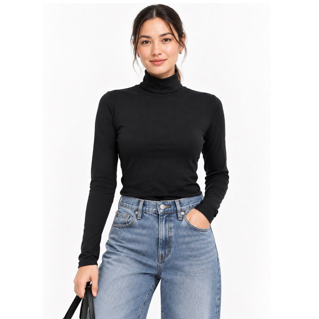 SCWARM Black Turtleneck Long Sleeve Top (Category: Longsleeves) located in San Jose del Monte. Submitted by vanessabarredo (Listing ID 1464934343, Image 1). Description: SCWARM Black Turtleneck Long Sleeve Top Condition: Like New Color: Black Soft, lightweight and stretchable fabric Classic turtleneck / high-neck design Great as a thermal base layer or worn on its own Clean minimalist silhouette — easy to layer under coats, blazers and knitwear M