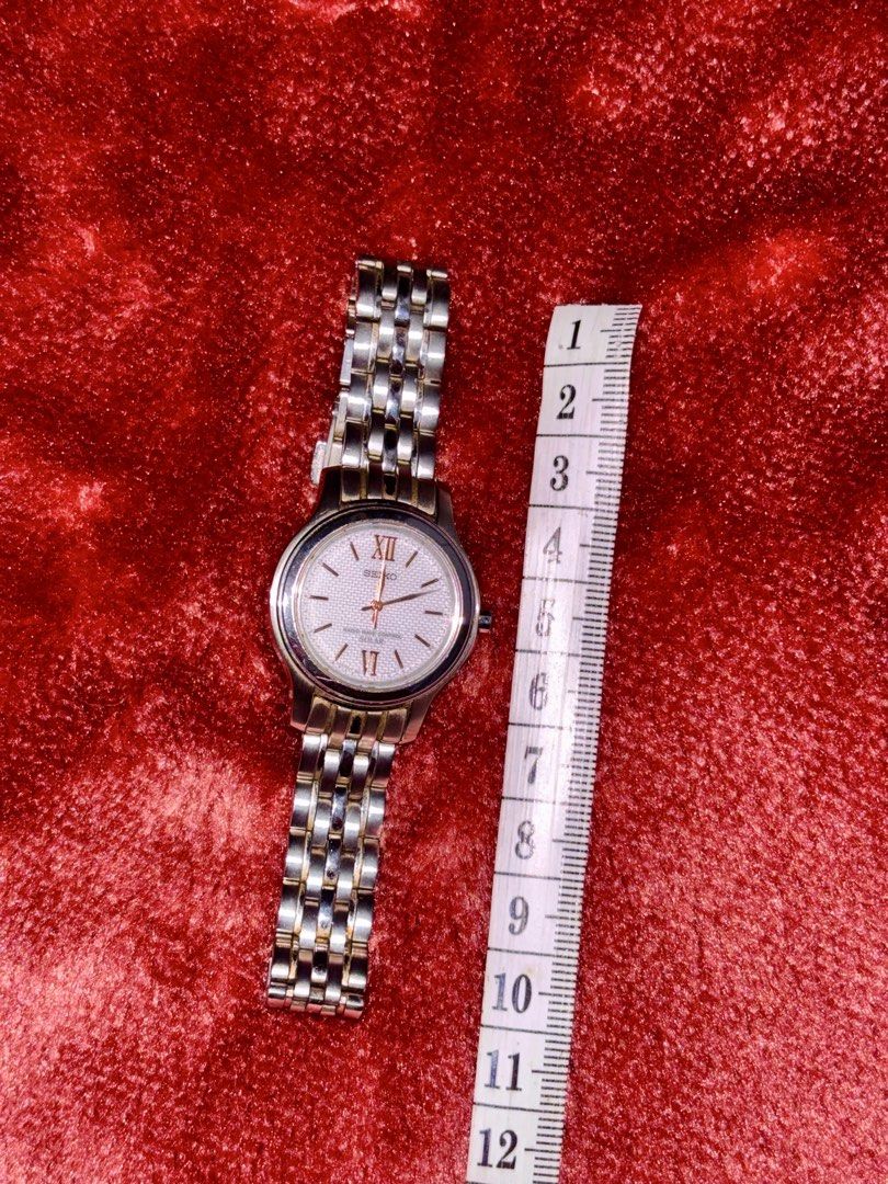 Seiko Radio Wave Control Solar Watch (Category: Women's Watches) located in Manila. Submitted by maizhel (Listing ID 1464884424, Image 1). Description: For sale: Seiko vintage solar radio from 🇯🇵 for only 4000pesos no box in good condition, with dents signs of usage.. RFS: bawas watch may paparating na namn ksi galing japan 🇯🇵 Loc: montalban rizal Delivery: lalamove/j&t Mop:gcash - Brand: Seiko - Movement: Solar-powered, radio wave controlled