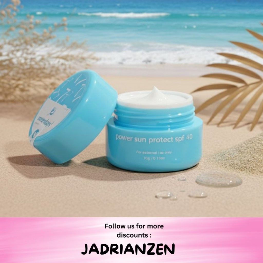 Sevendays Sunblock (Category: Face Care) located in Manila. Submitted by jadrianzen (Listing ID 1464900107, Image 2). Description: Sevendays Power Sun Protect Sunscreen SPF 40 – Broad-Spectrum, Lightweight, Skin-Calming Sunblock Keywords: Sevendays sunscreen, SPF 40 sunblock, lightweight sunscreen, non-greasy sunblock, sunscreen for sensitive skin, Centella Asiatica sunscreen, Aloe Vera sunblock, daily sun protection, translucent sunscreen, HerSk