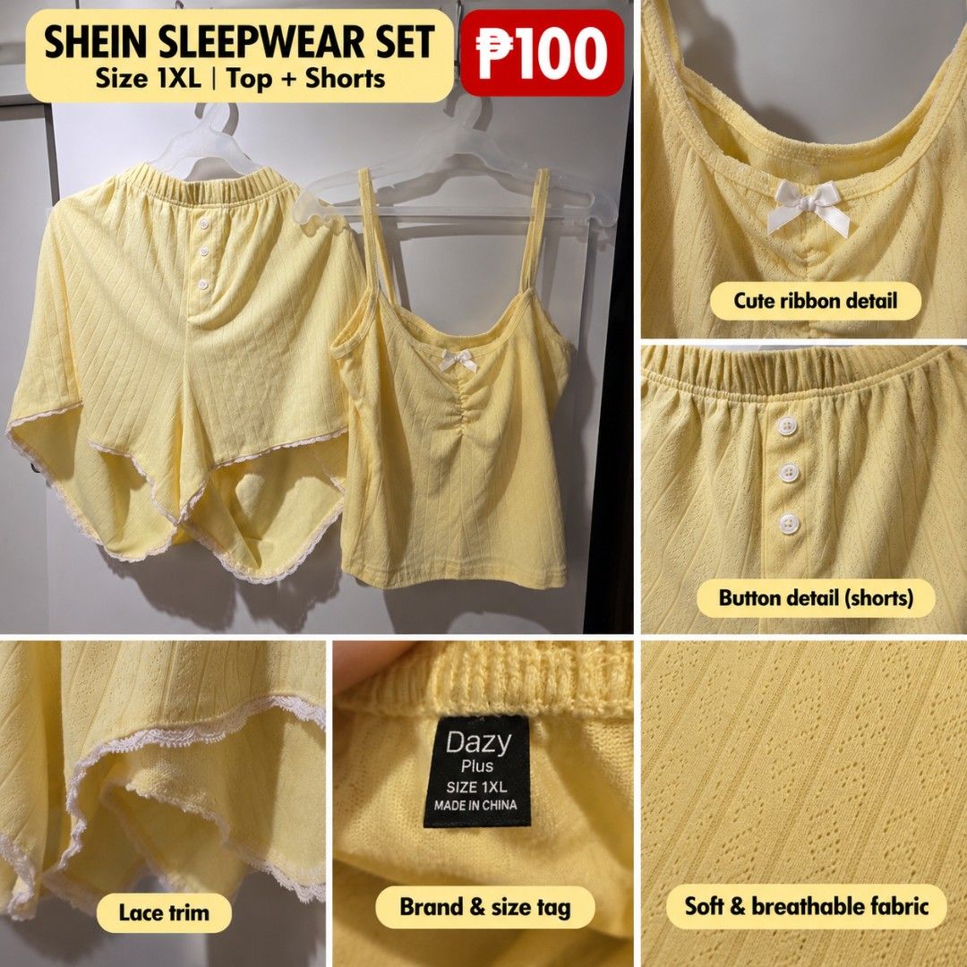 Shein Sleepwear 1XL (Category: Undergarments & Loungewear) located in Manila. Submitted by valedra111 (Listing ID 1464890529, Image 1). Description: .