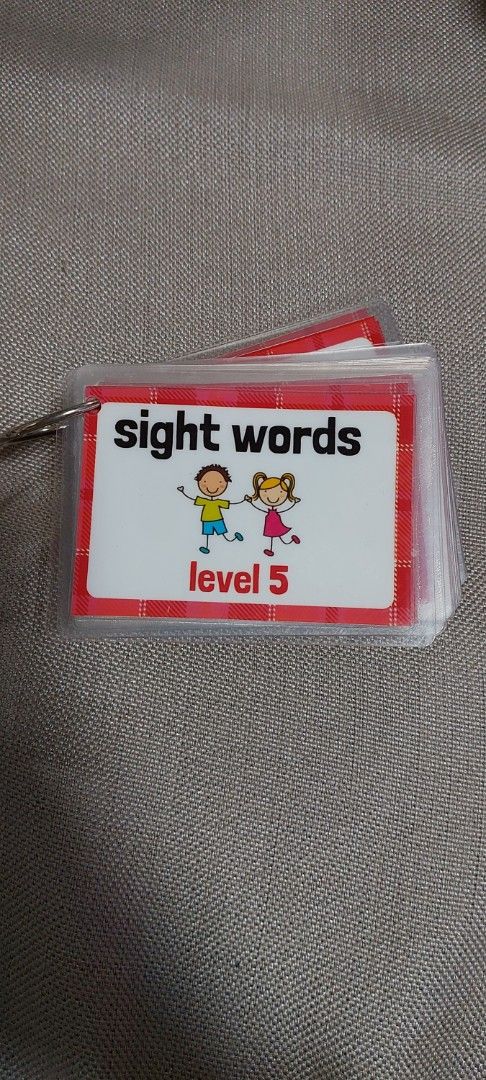 Sight Words Level 5 Flash Cards on Ring (Category: Educational & Learning Toys) located in Quezon City. Submitted by lisolette (Listing ID 1464790438, Image 1). Description: - Level 5 kids sight words flash cards (includes words like sentence, through, and done) - Durable clear plastic sleeves with cute red plaid borders - Convenient metal ring keeps cards secure and easy to flip - Portable and great for reading practice at home or on-the-go - Ex
