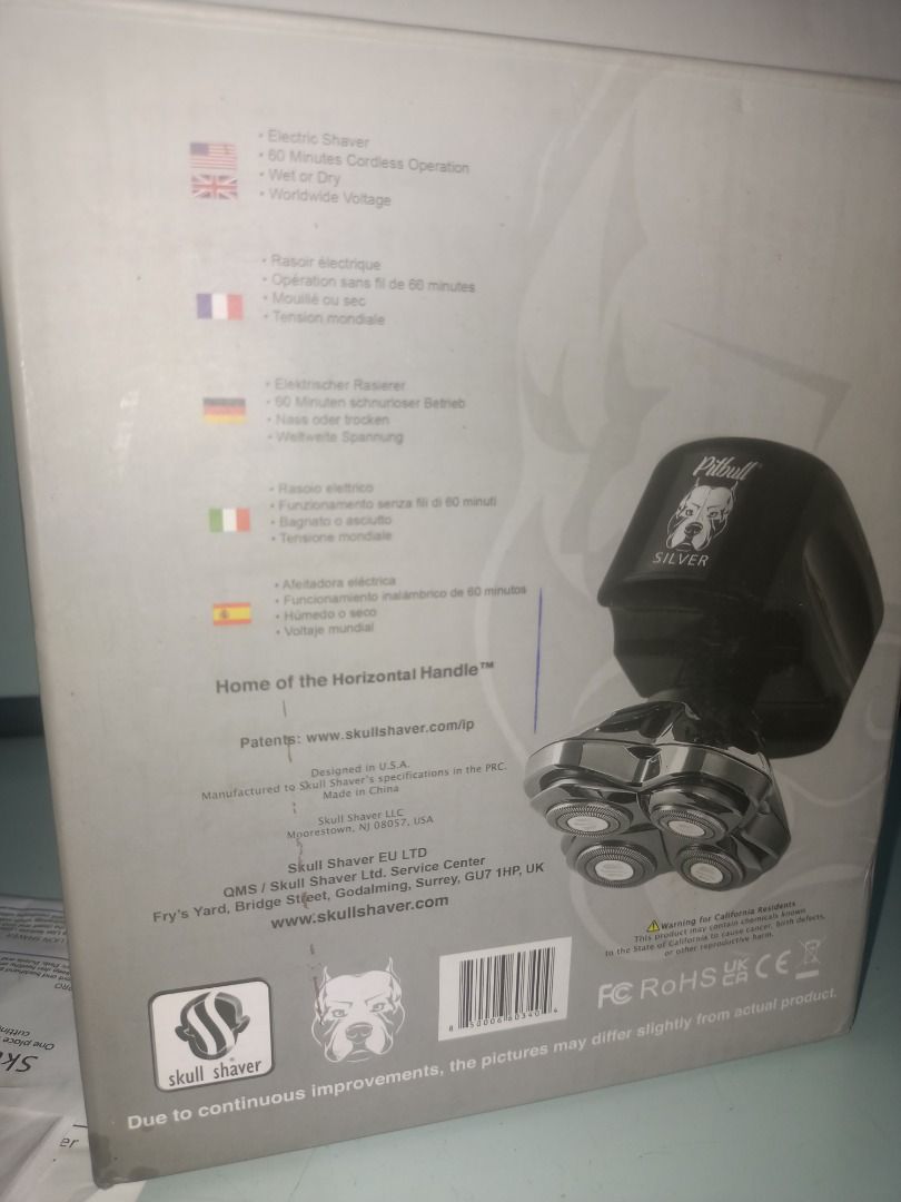 Skull Shaver Pitbull Silver Pro (Category: Men's Grooming) located in Munoz. Submitted by larryc1212 (Listing ID 1464894408, Image 3). Description: - Authentic Skull Shaver Pitbull Silver Pro - Comes with original box packaging, ready for use - Excellent electric grooming tool for fast daily head and face shaves - Guaranteed 100% original and well-maintained - Message me for fast transactions and shipping details Disclaimer: Item can be pick up i