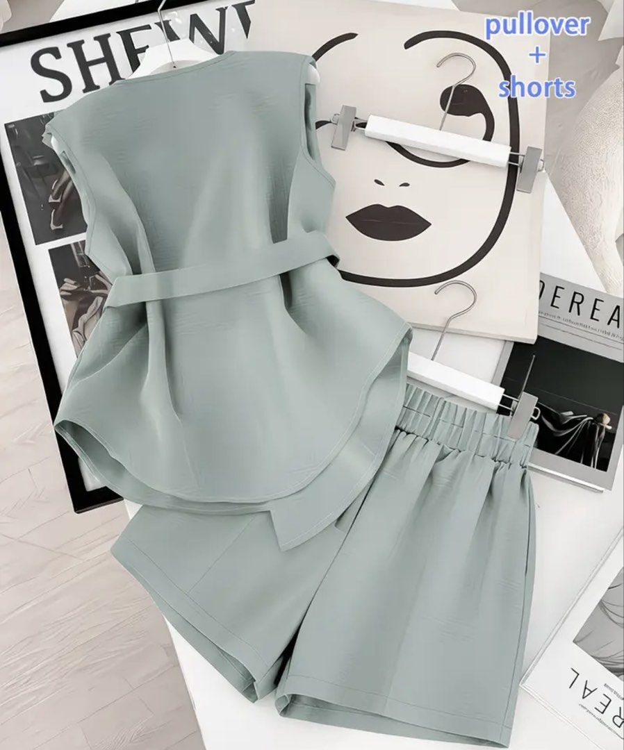 Sleveless Pull over and Shorts set (Category: Sets or Coordinates) located in Manila. Submitted by signatureessentialsph (Listing ID 1464936190, Image 2). Description: Sleveless Pull Over with Shorts Set Size: Small to Medium Dm if interested 📩 Available Check out via Tiktok J&T Express Lalamove.