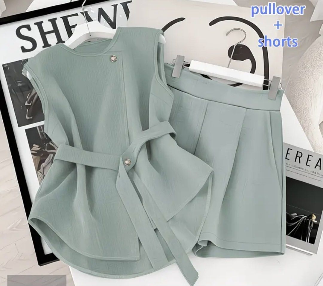 Sleveless Pull over and Shorts set (Category: Sets or Coordinates) located in Manila. Submitted by signatureessentialsph (Listing ID 1464936190, Image 1). Description: Sleveless Pull Over with Shorts Set Size: Small to Medium Dm if interested 📩 Available Check out via Tiktok J&T Express Lalamove.
