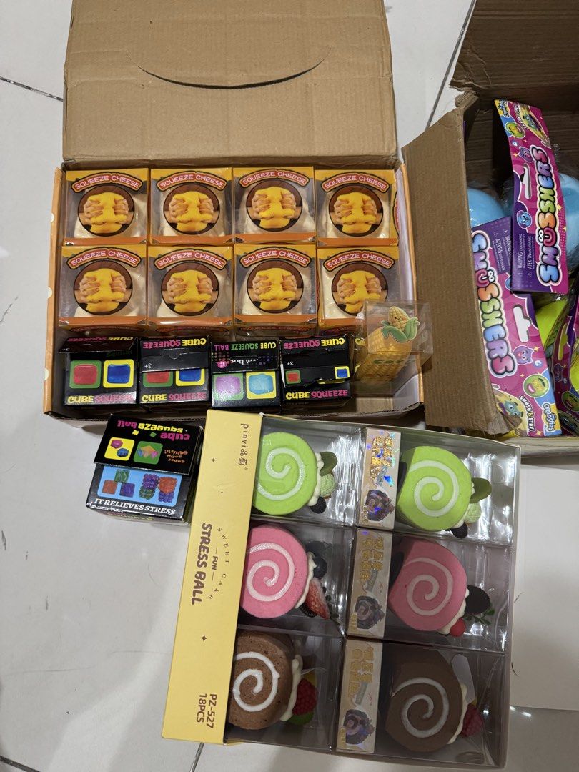 Smushers, Vaseline Cheese Take All Squishy (Category: Plushies & Soft Toys) located in Manila. Submitted by buymiclothes.47 (Listing ID 1464945475, Image 3). Description: TAKE ALL 45PCS SQUISHY❗️❤️ ✨Includes cake squishies, vaseline cheese, Smushers, crunchy peanut/corn, gumdrops, and bead-filled Rfs - Need space for new stocks coming in. Slightly negotiable price if take asap.