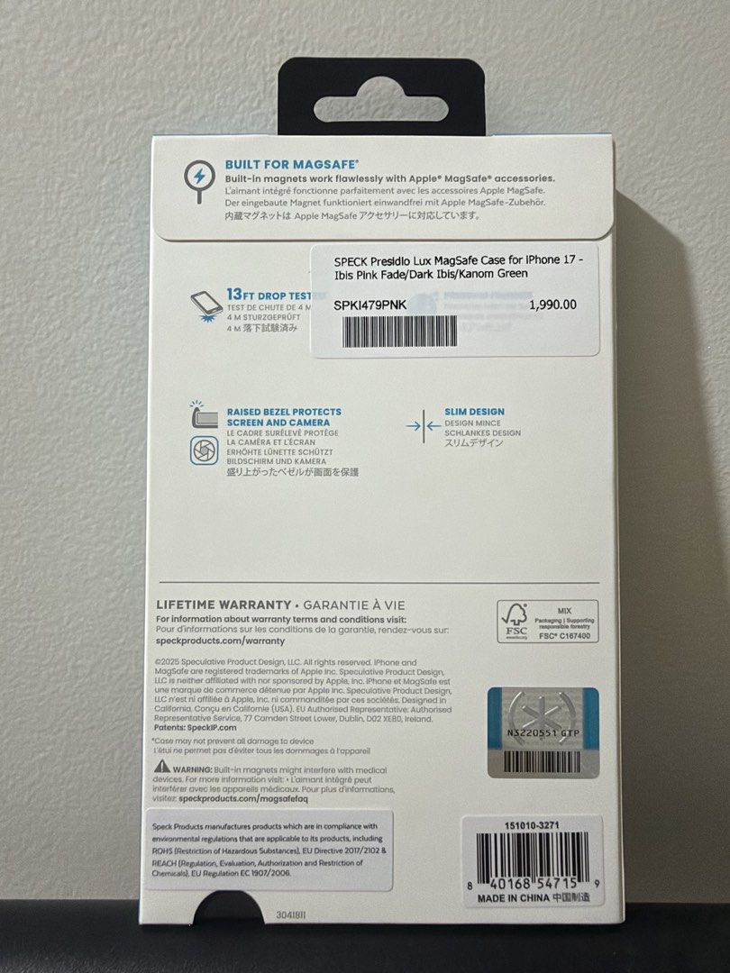 SPECK Presidio Lux Magsafe Case iphone 17 (Category: Cases & Sleeves) located in Cavite. Submitted by prettyyou1797 (Listing ID 1464886777, Image 3). Description: Bought in The Loop last sept 27 Used 1 day only.