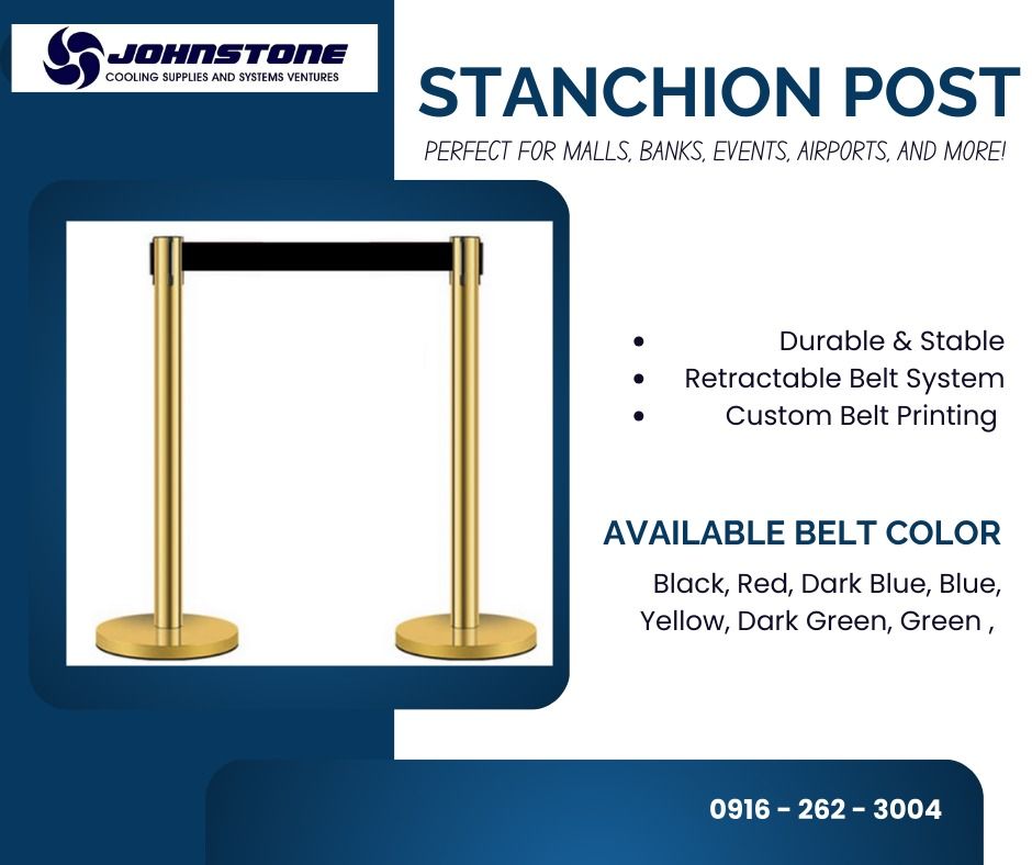 STANCHION POST WITH RETRACTABLE BELT Gold Post (Category: Looking For) located in Makati City. Submitted by johnstone_mkt (Listing ID 1464800383, Image 2). Description: Sale!! Sale!! STANCHION POST 🌏 We Can Deliver Nationwide 👉 AP Cargo, LBC & Lalamove (🛳️ Sea /✈️ Air Freight) ✅ 💯 Guaranteed Seller ✅ High Quality Products ✅ 💯 Legit Distributor ✅ Complete Documents 📩 Message us now for price, specifications, and availability..