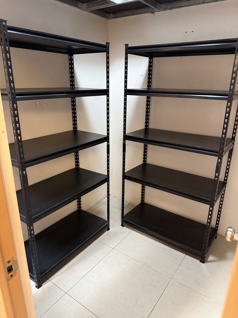Storage Rack Heavy Duty (Category: Storage Boxes & Baskets) located in Marikina City. Submitted by cluttermatters (Listing ID 1464950053, Image 1). Description: - 1,800 per pc - Sturdy black metal shelving unit - 5 tiers for ample storage - Ideal for home, garage, or workshop organization - Boltless, easy assembly and adjustable shelf heights .