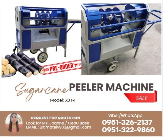 Sugarcane Peeler Machine Model: XJT-1 (Category: Home Improvement Tools & Accessories) located in Caloocan City. Submitted by jayvanntag48794 (Listing ID 1464831388, Image 1). Description: Model: XJT-1 Voltage: 220V Power: 1.5kw Body size: 1000 * 900 * 500mm Machine weight: 100kg ✅ 100% LEGIT TRUSTED SUPPLIER! ✅ With Complete Legal Documents ✅ BIR Registered 📝Please note: Available by PRE-ORDER ONLY . Pickup preferred at our warehouse upon arriv