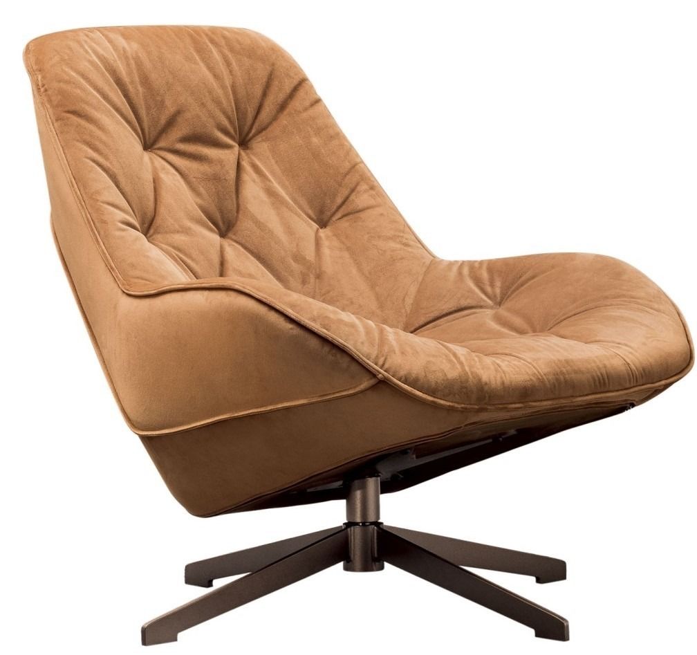 Swivel Armchair (Category: Chairs) located in Quezon City. Submitted by allnorthpurchasing (Listing ID 1464842012, Image 1). Description: - Elegant tan velvet upholstery with chic tufted back detailing - Deep cushioning for ultimate comfort and lounging - 360-degree swivel feature on a sturdy dark metal star-shaped base - Modern design that fits living rooms, bedrooms, or reading nooks - Clean lines and plush fabric for a stylish aesthetic Microf