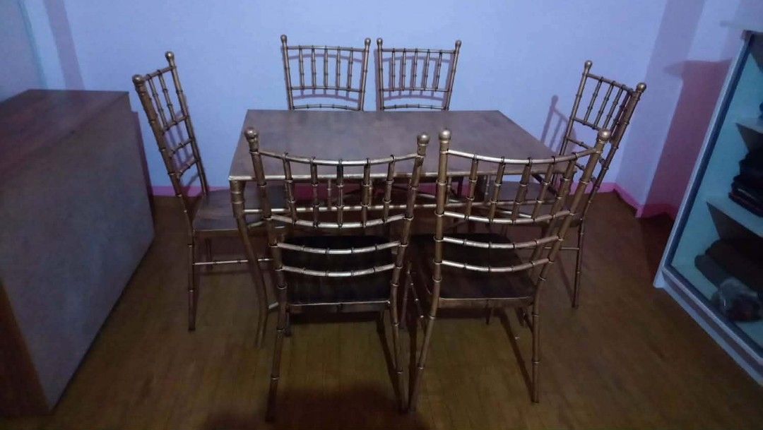 TABLE AND CHAIR (Category: Tables & Sets) located in Apalit. Submitted by marketph (Listing ID 1464919430, Image 1). Description: **DECLUTTERING** 2ND HAND ITEMS TABLE + 4 CHAIRS WITH WHITE FOAM (5 SETS AVAILABLE — ALL METAL) TAKE ALL OR PER SET PICKUP PAMPANGA .