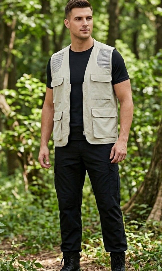 TACTICAL REVERSIBLE UTILITY VEST (Category: Coats, Jackets and Outerwear) located in Pagsanjan. Submitted by thriftyclothes33 (Listing ID 1464840209, Image 1). Description: TACTICAL REVERSIBLE UTILITY VEST 🦺🔥 💰 ₱580 + SF ✨ Reversible design ✨ Multi-pocket utility style ✨ Multiple cargo & zip pockets ✨ Lightweight & breathable ✨ Mesh panels for ventilation ✨ Great for outdoor & tactical styling 🏷️ Medium on tag 📏 Width 22" • Length 30" 📦 Fro