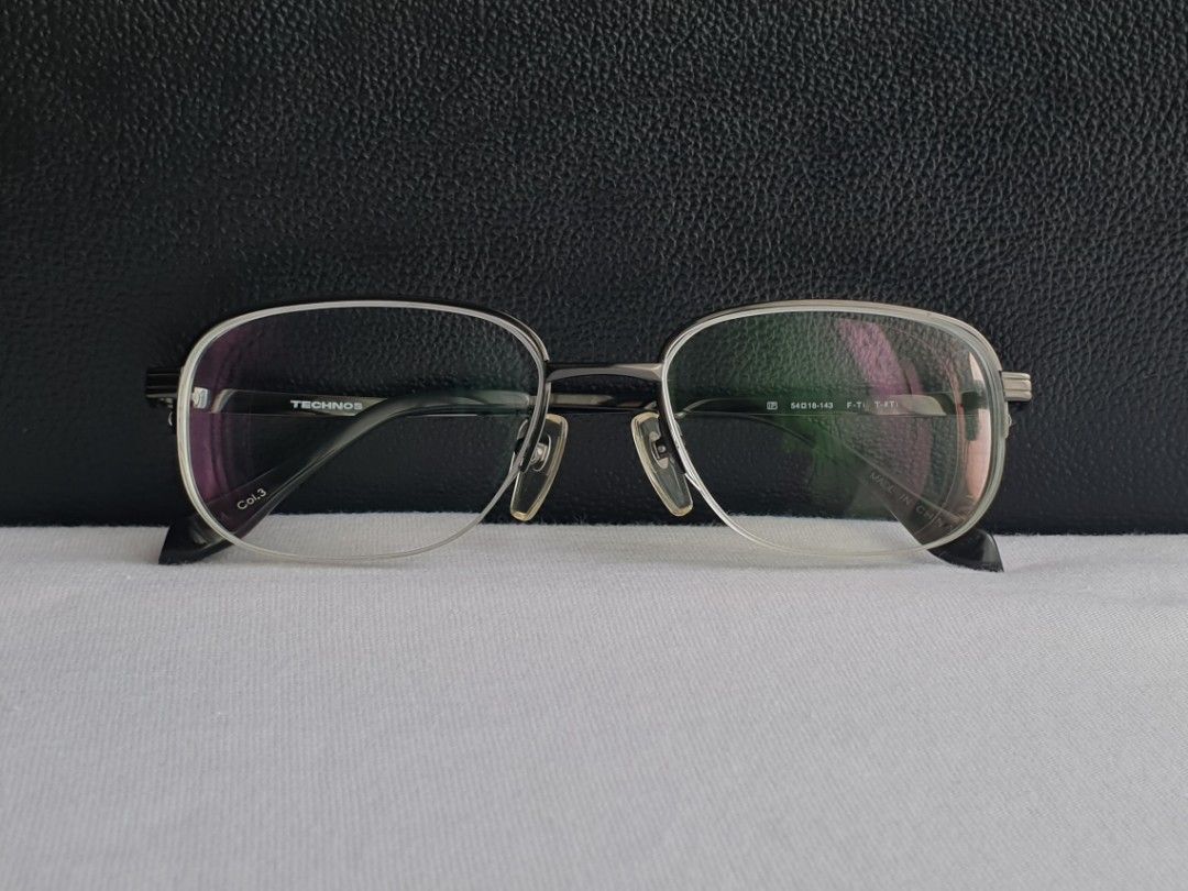 Technos Titanium Eyeglass Frame (Category: Sunglasses & Eyewear) located in Quezon City. Submitted by WasalakTwo (Listing ID 1464956515, Image 1). Description: Bought in Japan Durable and high quality Goodcondition Clean and presentable Lens are graded, but replaceable Open for delivery nationwide Front Width 13.5cm Front Height 3.9cm.