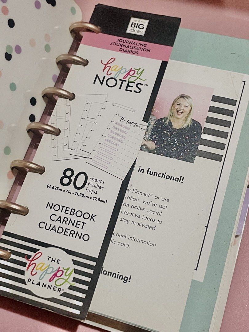 The Happy Planner Happy Notes (Category: Stationery & School Supplies) located in Pasig City. Submitted by babystarcandykoo (Listing ID 1464939215, Image 2). Description: - Edition: Hooray For Today (Lavender with rose gold foil lettering) - Size: Classic disc-bound, 4.625" x 7" .