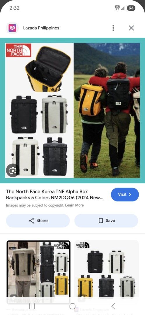 The North Face TNF Alpha Box Backpack Yellow (Category: Backpacks) located in Davao. Submitted by rodrigoani57168 (Listing ID 1464802641, Image 1). Description: - Brand: The North Face Alpha Box Backpack - Color: Bright yellow with black webbing details - Condition: Clean interior and exterior - Features: Roomy main compartment with top zipper and internal organizing pockets - Comfort: Padded back straps - Best for: Daily commute, school, or trav