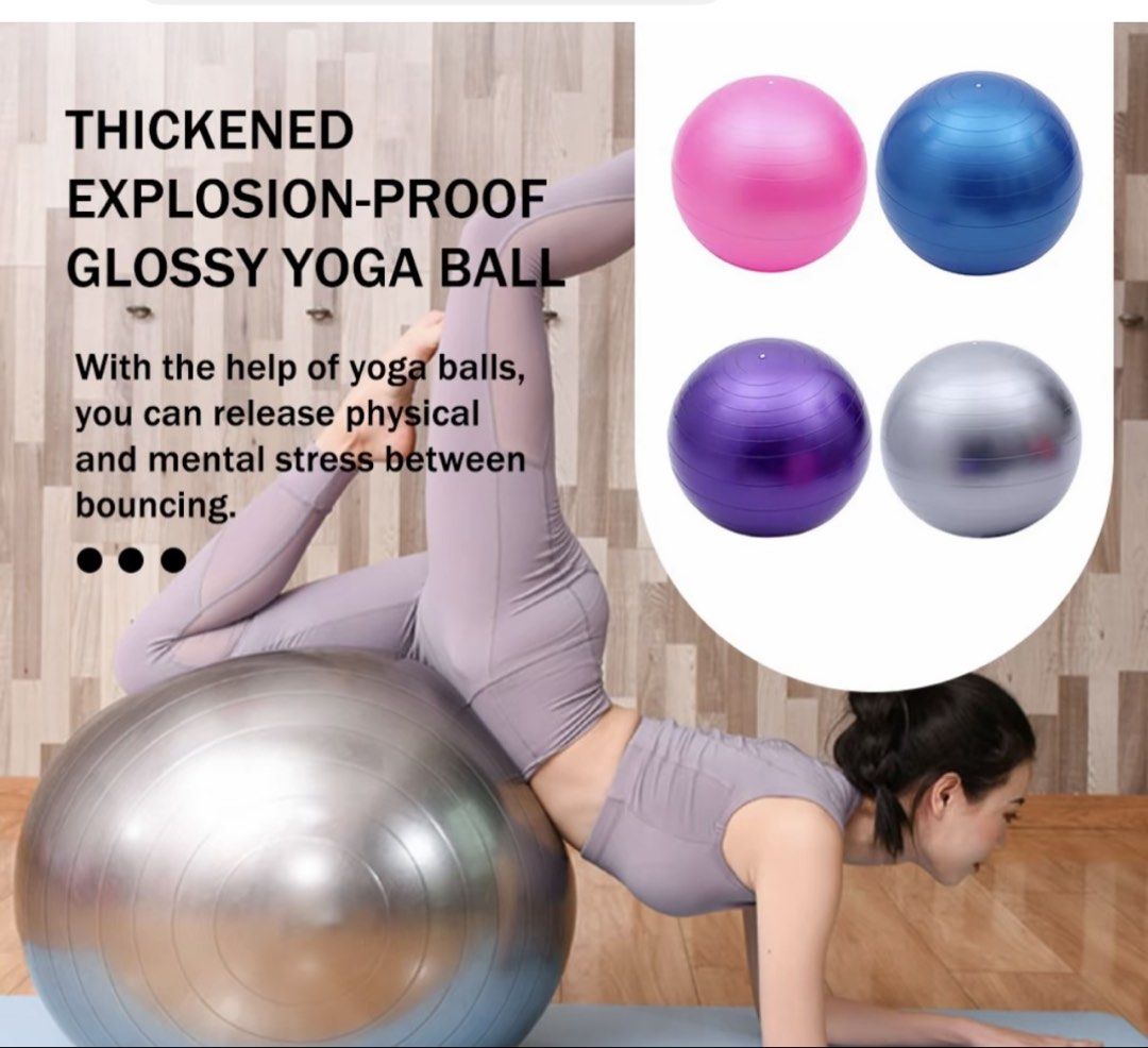 Thickened Glossy Yoga Ball (Category: Toning & Stretching Accessories) located in Manila. Submitted by lily.e0630 (Listing ID 1464895498, Image 1). Description: - Product: Thickened Explosion-Proof Yoga Ball - Never been used. - Finish: Sleek, glossy metallic look - Color: Gray.