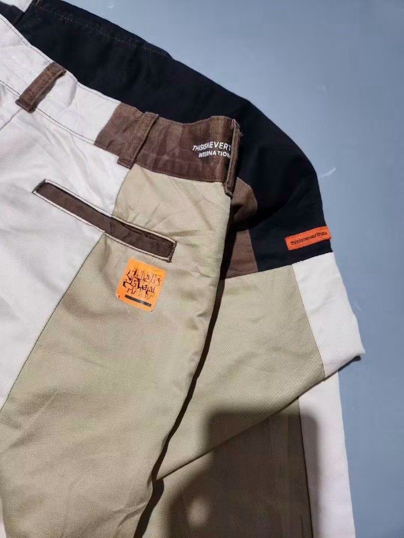 THISISNEVERTHAT (Category: Activewear) located in General Santos City (Dadiangas). Submitted by alzacksimo35414 (Listing ID 1464861120, Image 3). Description: 750 +sf PHOTO MAY VARY DUE TO LIGHTING 🥰 Brand: THISISNEVERTHAT patch work design ✅️actual dimention 30-32 × 42.5 ✅️leg opening 11.5 / hem 8.5 ✅️as new condition ✅️9.8 colorate ✅no issue need wash DISCLAIMER: Please note that I ZACK SIMON is not affiliated with or endorsed by any brand. An