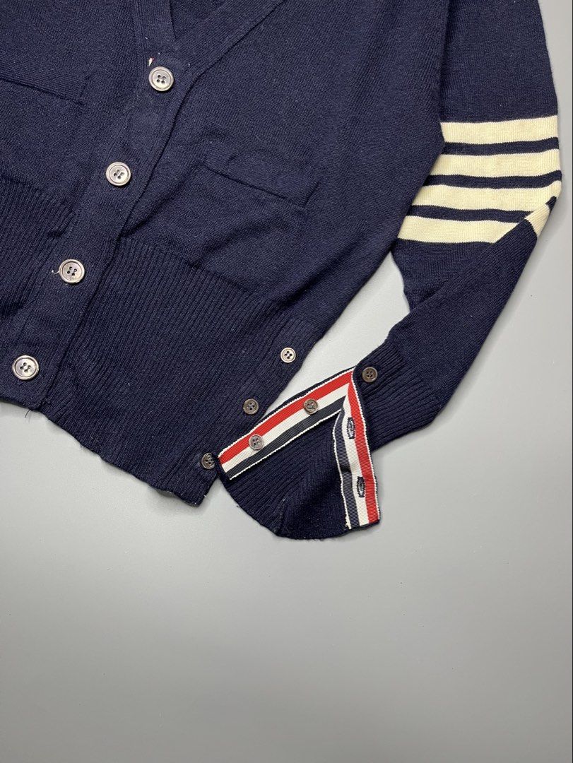 THOM BROWNE CARDIGAN (Category: Longsleeves) located in Manila. Submitted by aaaaaahhhhhh (Listing ID 1464817120, Image 3). Description: Size 1 18W 22L Missing maintag Lalamove or J&t Express + Shipping fee.