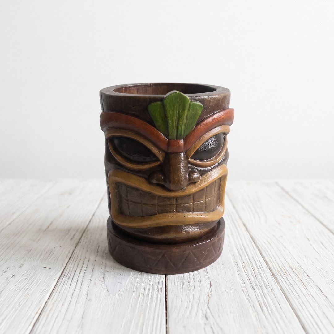 Tiki Head Succulent concrete Planter Pot with Base (Category: Pots & Planters) located in Meycauayan. Submitted by muddtree201855 (Listing ID 1464845559, Image 2). Description: A handcrafted Tiki-inspired planter with a bold, expressive face and earthy tribal details. Made from a durable cement and silica sand mix, each piece is carefully painted with acrylic colors and finished with an outdoor sealer for added protection. • Cement & silica sand 