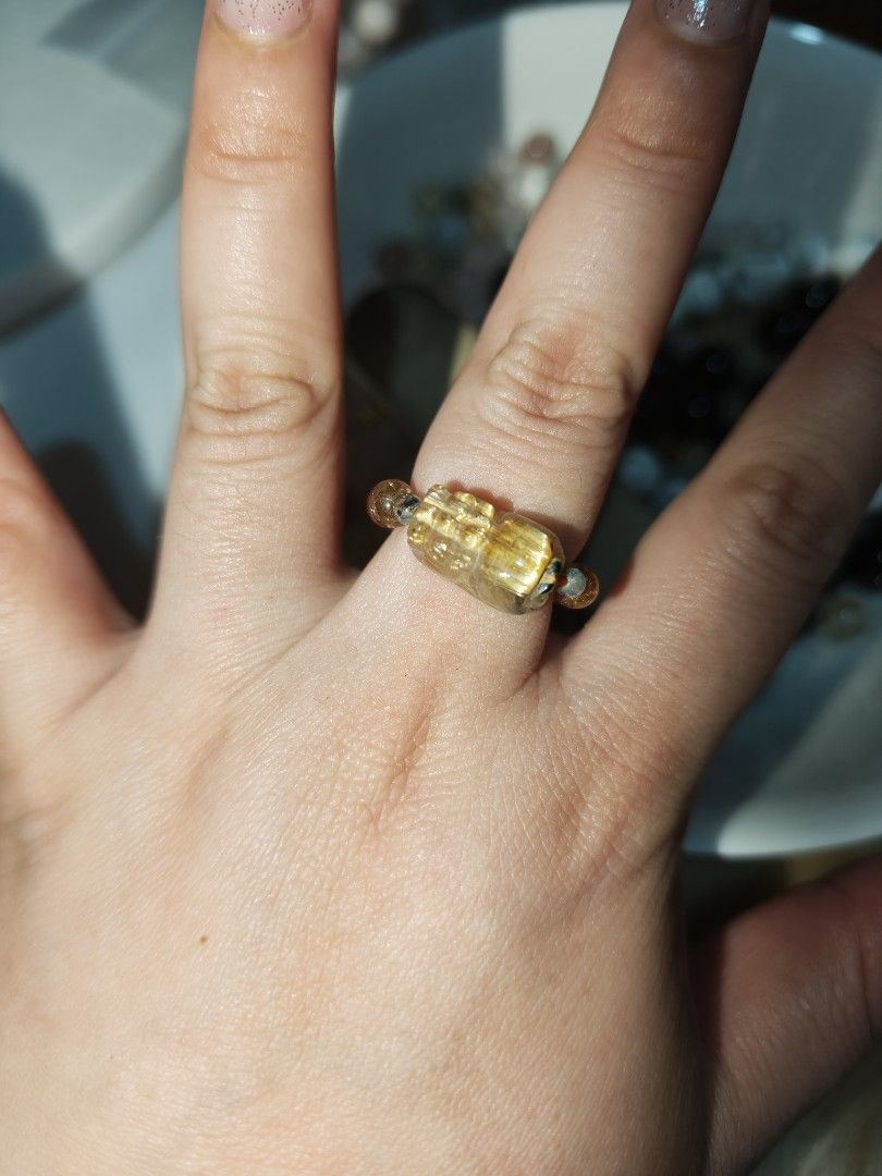 Titanium Gold Rutilated Pixu Ring Customized (Category: Rings) located in Quezon City. Submitted by piaoliangcollections.ph (Listing ID 1464948790, Image 2). Description: This is a high quality customized ring, can wear size 7 only. only one piece. Attracts Money. Grab it now..