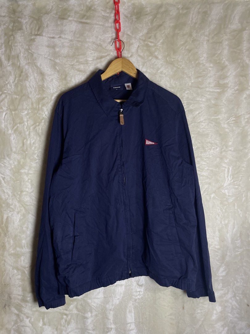 TMRW Harvard Navy Blue Zip Jacket XL (Category: Coats, Jackets and Outerwear) located in Molave. Submitted by charlesthrifter (Listing ID 1464895935, Image 1). Description: - Brand/Model: TMRW navy blue zip jacket - Size: XL - Design: Embroidered Harvard pennant logo on chest - Features: Full front zipper with leather pull tab, 2 front pockets - Condition: Clean, solid basic layer for cooler weather.