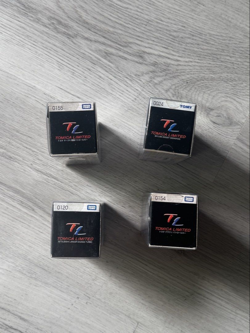 Tomica Limited (Each) (Category: Vehicle & Diecast Models) located in Quezon City. Submitted by garagetoyz01 (Listing ID 1464826173, Image 3). Description: Tomica Limited (Each) 1. 0024 Skyline 2000GT-B - 800 2. 0120 Mitsubishi Lancer EX2000 Turbo - 1200 3. 0154 Toyota Crown Patrol Car - 800 4. 0155 Toyota Mark X Patrol Car - 800 Mint in Box - (800 Each) Metro Manila 🛵 Delivery via Lalamove Delivery Fee Shouldered by Buyer Mode of Payment : Gcas
