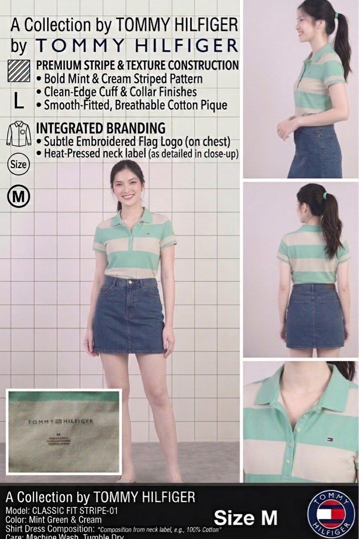 TOMMY HILFIGER - "Prep-Chic" Striped Polo Shirr (Category: Looking For) located in Paranaque City. Submitted by hershop.sbt (Listing ID 1464876619, Image 1). Description: Stripe Size: M Color: Mint Green & Cream.