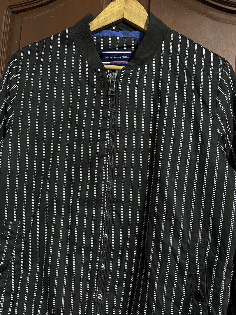 Tommy Hilfiger Pinstripe Bomber Harrington Jacket (Category: Coats, Jackets and Outerwear) located in Manila. Submitted by thriftpoint99 (Listing ID 1464860494, Image 2). Description: 22x26.5 No issue Excellent condition.