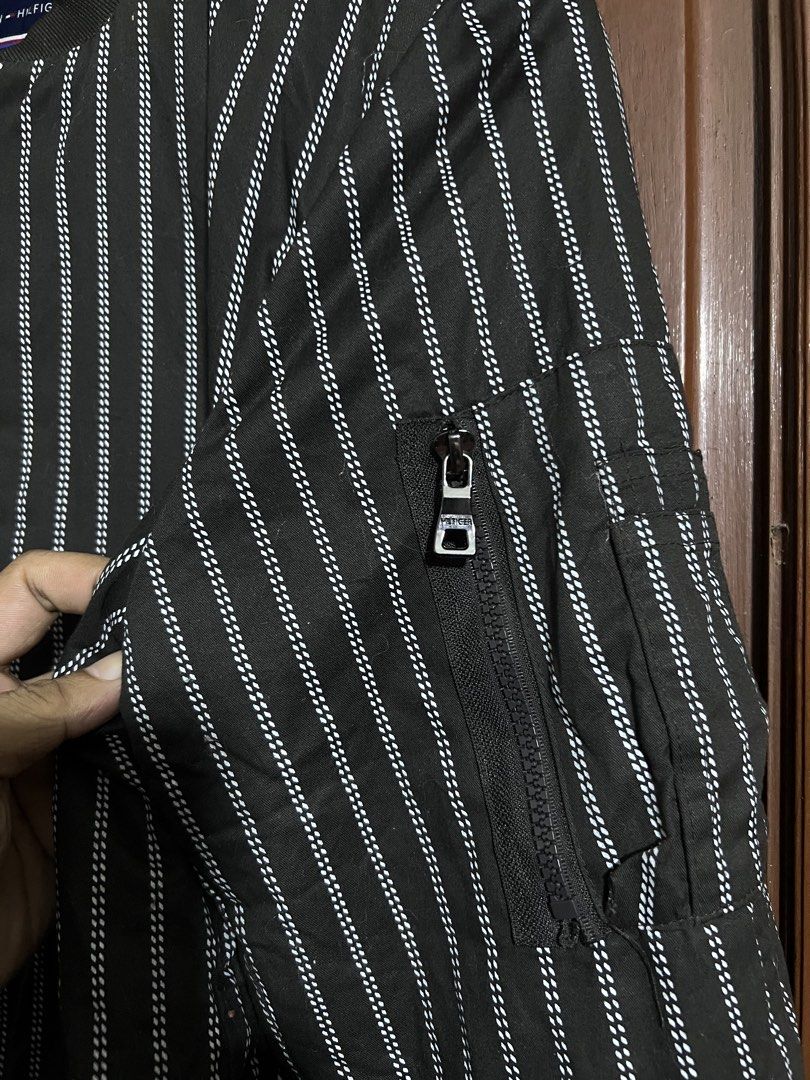 Tommy Hilfiger Pinstripe Bomber Harrington Jacket (Category: Coats, Jackets and Outerwear) located in Manila. Submitted by thriftpoint99 (Listing ID 1464860494, Image 3). Description: 22x26.5 No issue Excellent condition.