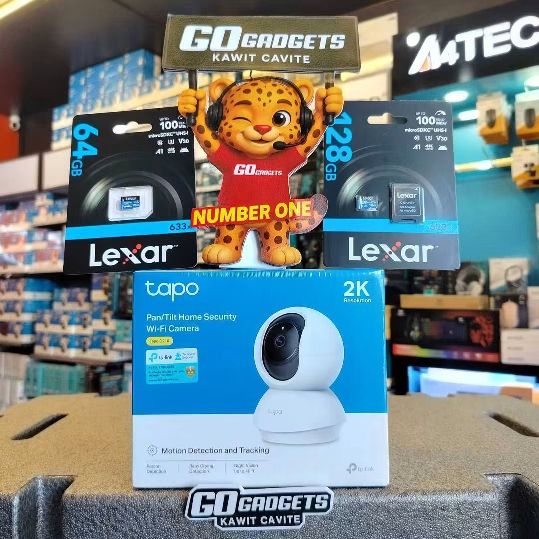 TP-Link Tapo C210 2K Camera and Lexar MicroSD Cards (Category: Security Systems & CCTV Cameras) located in Caloocan City. Submitted by kentsalvador31 (Listing ID 1464912474, Image 1). Description: TP-Link Tapo C210 Pan/Tilt Home Security Wi-Fi Camera Go Gadgets - Kawit Cavite 💬 Message us now for full specs & recommendations! 🔒 Suitable for: ✔ Homes ✔ Stores ✔ Offices ✔ Warehouses ✔ Small businesses 💳 INSTALLMENT AVAILABLE BDO • BPI • HSBC • C