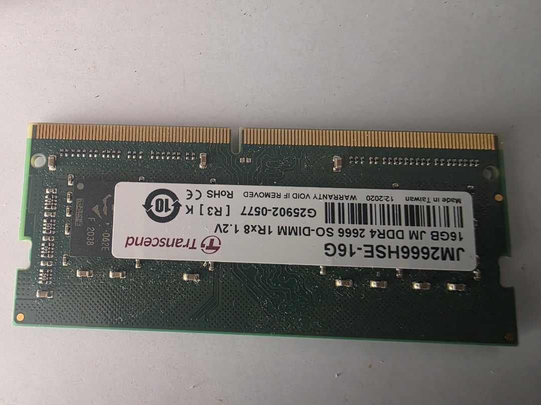Transcend 16GB JM DDR4 2666 SO-DIMM RAM, 電腦＆科技, 電腦周邊及