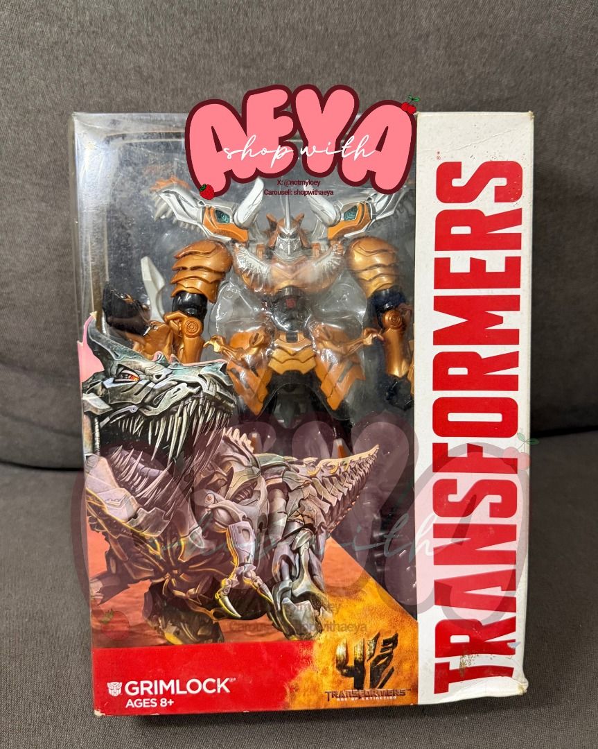 Transformers Age of Extinction Grimlock (Category: Action & Battle Toys) located in Taguig. Submitted by shopwithaeya (Listing ID 1464818663, Image 1). Description: ✅ Original box included ✅ Grimlock figure from Transformers: Age of Extinction line ✅ Great addition to any Transformers collection ✅ Figure appears complete (please refer to photos) ✅ Box has visible shelf/storage wear and signs of age Condition: Pre-owned / As-is What you see is wha