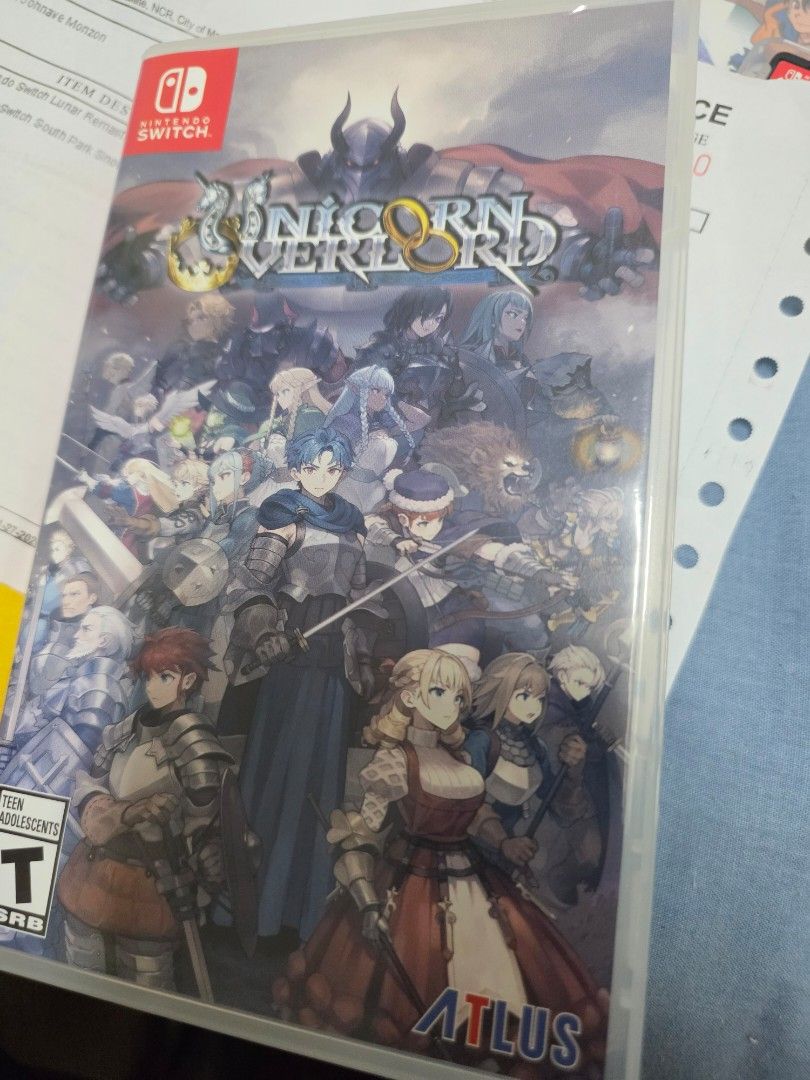 Unicorn Overlord Nintendo Switch Game (Category: Nintendo) located in Quezon City. Submitted by ceejayem (Listing ID 1464885307, Image 1). Description: Unicorn Overlord for Nintendo Switch. Physical cartridge and original case included. ESRB Teen rating, published by Atlus. Tested, works properly. Case has minor shelf wear..