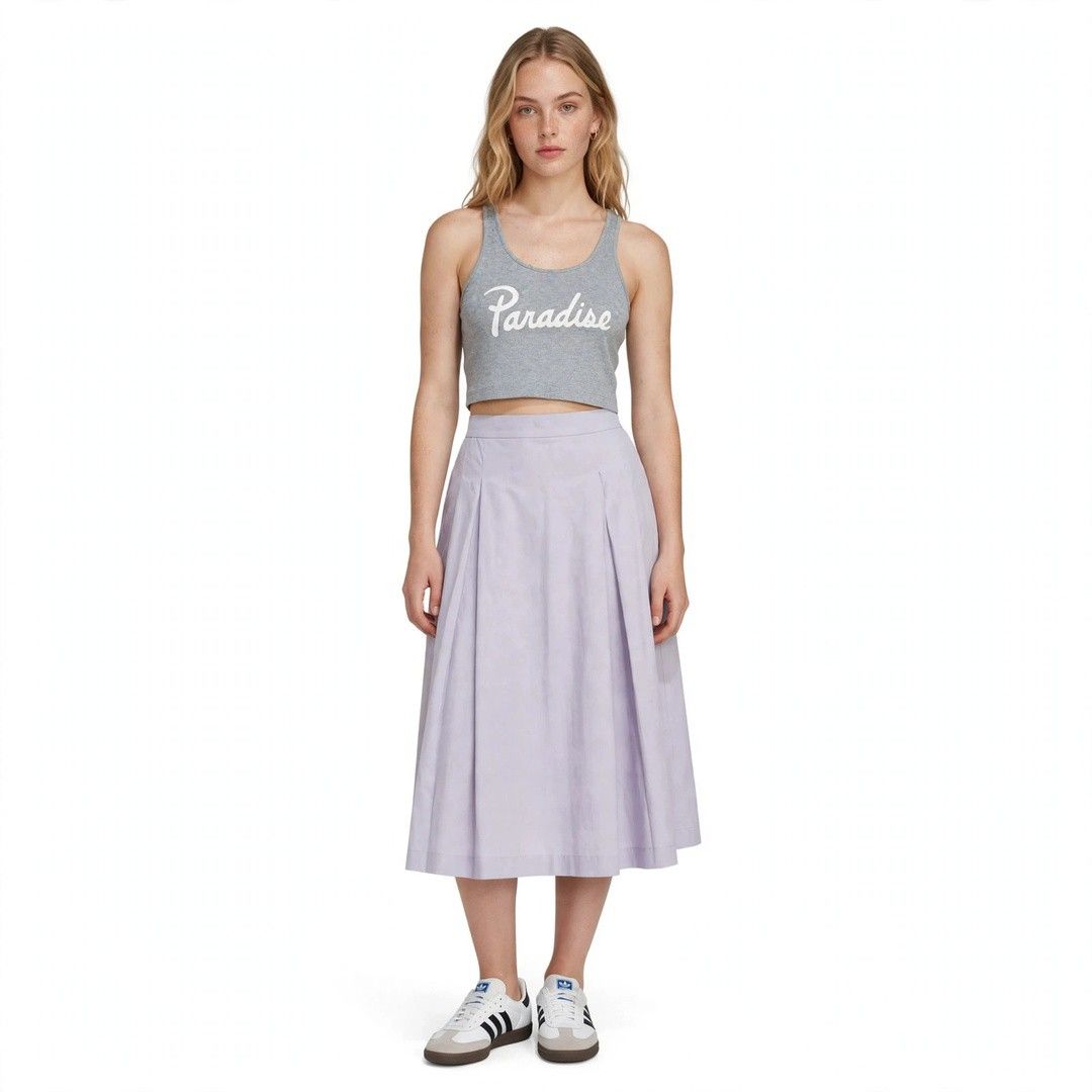 Uniqlo Lilac Skirt (Category: Skirts) located in Rizal. Submitted by timeless_shop (Listing ID 1464817921, Image 1). Description: 💜 UNIQLO Flare SKIRT - Size S 💜 Light Lilac - BEST SELLER COLOR! 👗 Type: Pleated Midi Skirt - High Waisted, bagay sa lahat! 📏 Size: S (26-27 Waistline) - Kasya sa small to med 🧵 Fabric: 100% Polyester - Super Lightweight, Presko, Malambot at bagsak! Hindi mainit! 🎨 Color: Light Lilac - Very Nice Color! Ang ganda 