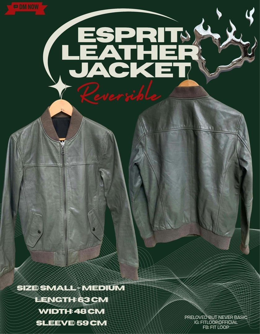 Unisex Esprit Grey Leather Bomber Jacket (Category: Coats, Jackets and Outerwear) located in Binan City. Submitted by iamptetty (Listing ID 1463849810, Image 1). Description: - UNISEX - Esprit grey leather bomber jacket - Ribbed collar, cuffs, and hem - Zip-up front closure - Two button-snap pockets - Fully lined interior - Ideal for casual wear and layering.