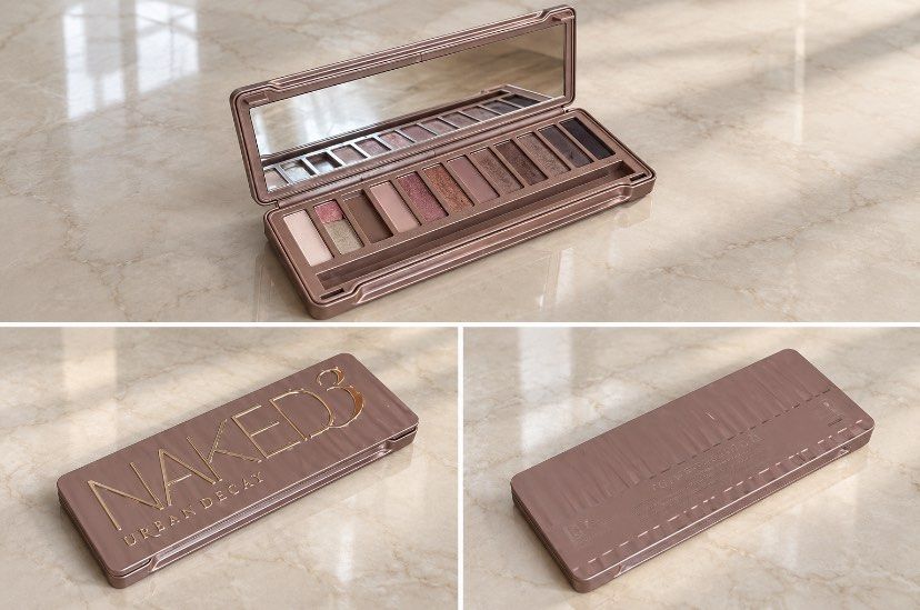 Urban Decay Naked3 Eyeshadow Palette (Category: Makeup) located in Cainta. Submitted by declutteringmoms (Listing ID 1464774085, Image 1). Description: Used, some pans are empty. No box available Pans are loose, just glue them. Hence, selling in a very low price. Can send more photos for sure buyer. No return no refund once sold. No reservations. .