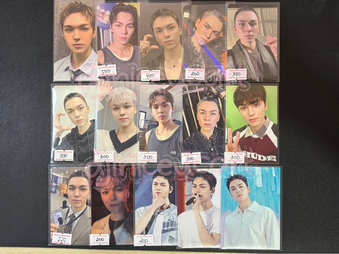 VERNON PHOTOCARDS (Category: K-Wave Merchandise) located in Cabuyao City. Submitted by ajiniceucart (Listing ID 1464792406, Image 1). Description: - ONHAND & READY TO SHIP - PRICES ON PIC - PAYO | 1 MONTH DOP W/ 50% DP PAYO - Loc: LAGUNA.