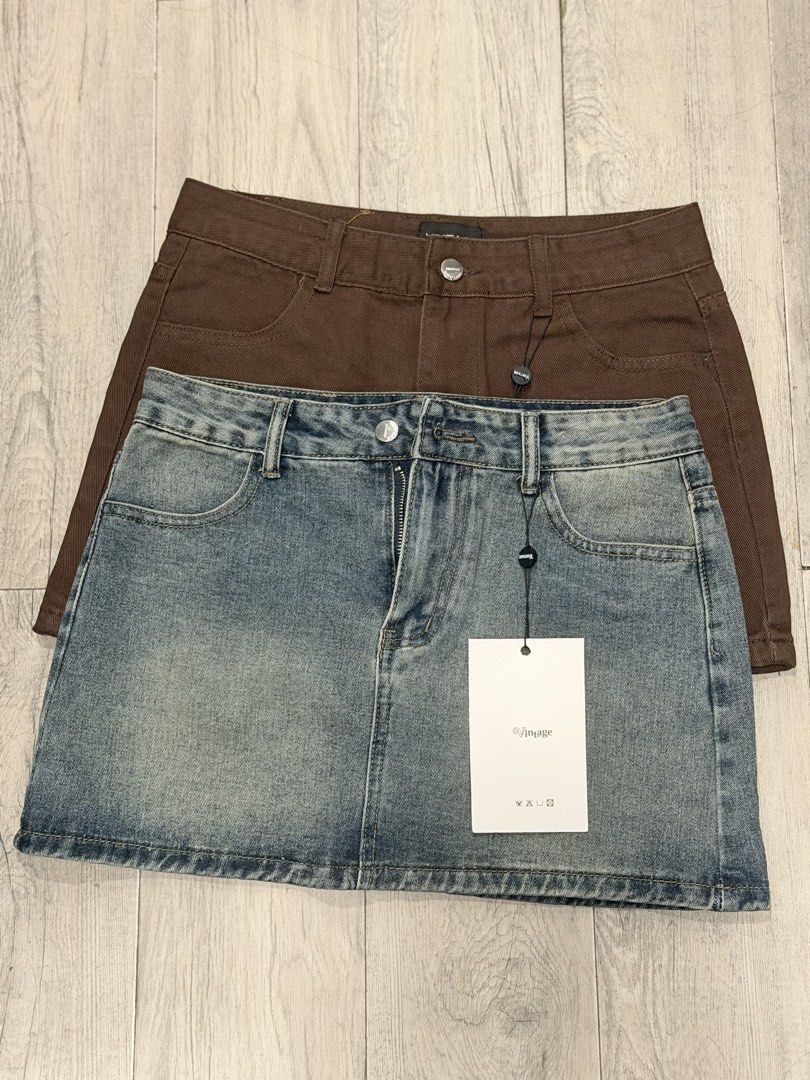 Vintage BKK Skirt (Category: Skirts) located in Meycauayan. Submitted by boldrabbit.3a0187 (Listing ID 1464955517, Image 2). Description: Size L (29-30”) Color: denim & choco 700 each only Never used. Brandnew. Rfs: too short on me.
