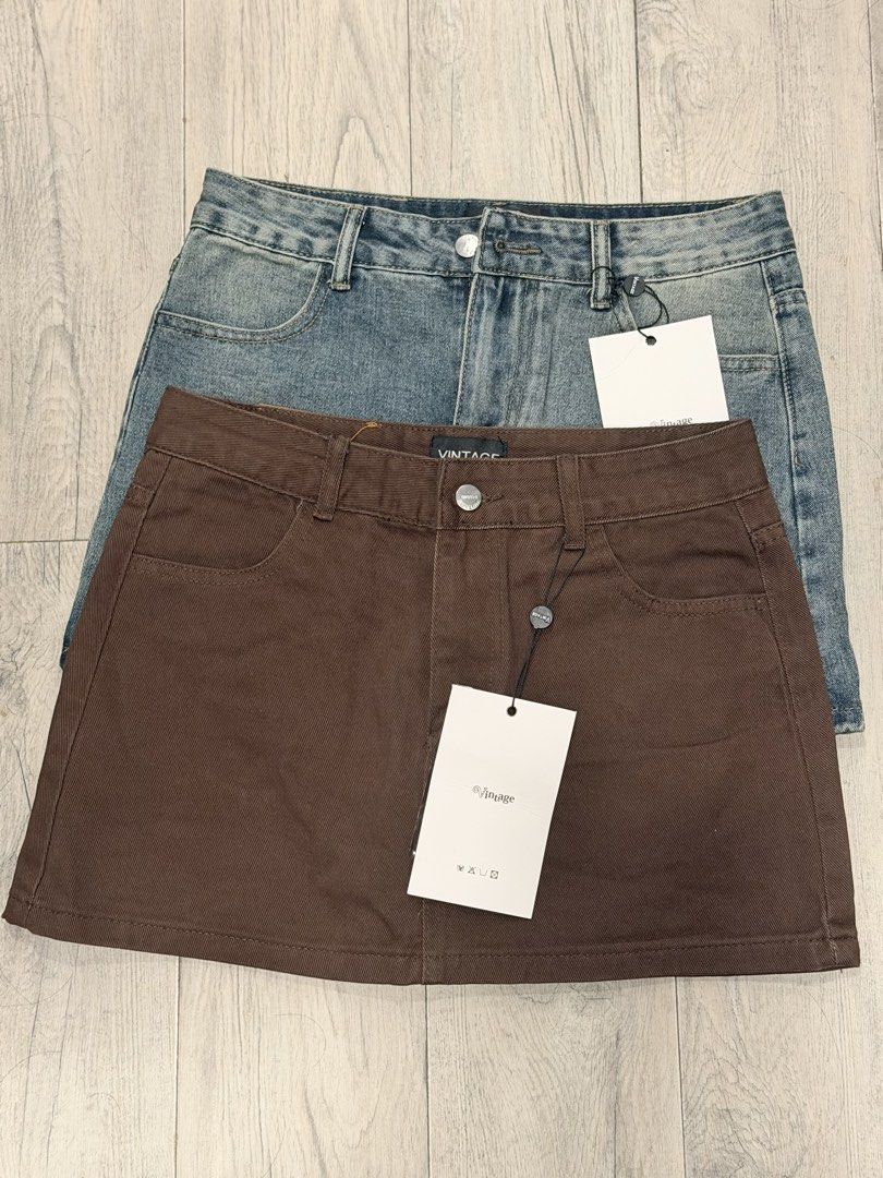 Vintage BKK Skirt (Category: Skirts) located in Meycauayan. Submitted by boldrabbit.3a0187 (Listing ID 1464955517, Image 1). Description: Size L (29-30”) Color: denim & choco 700 each only Never used. Brandnew. Rfs: too short on me.