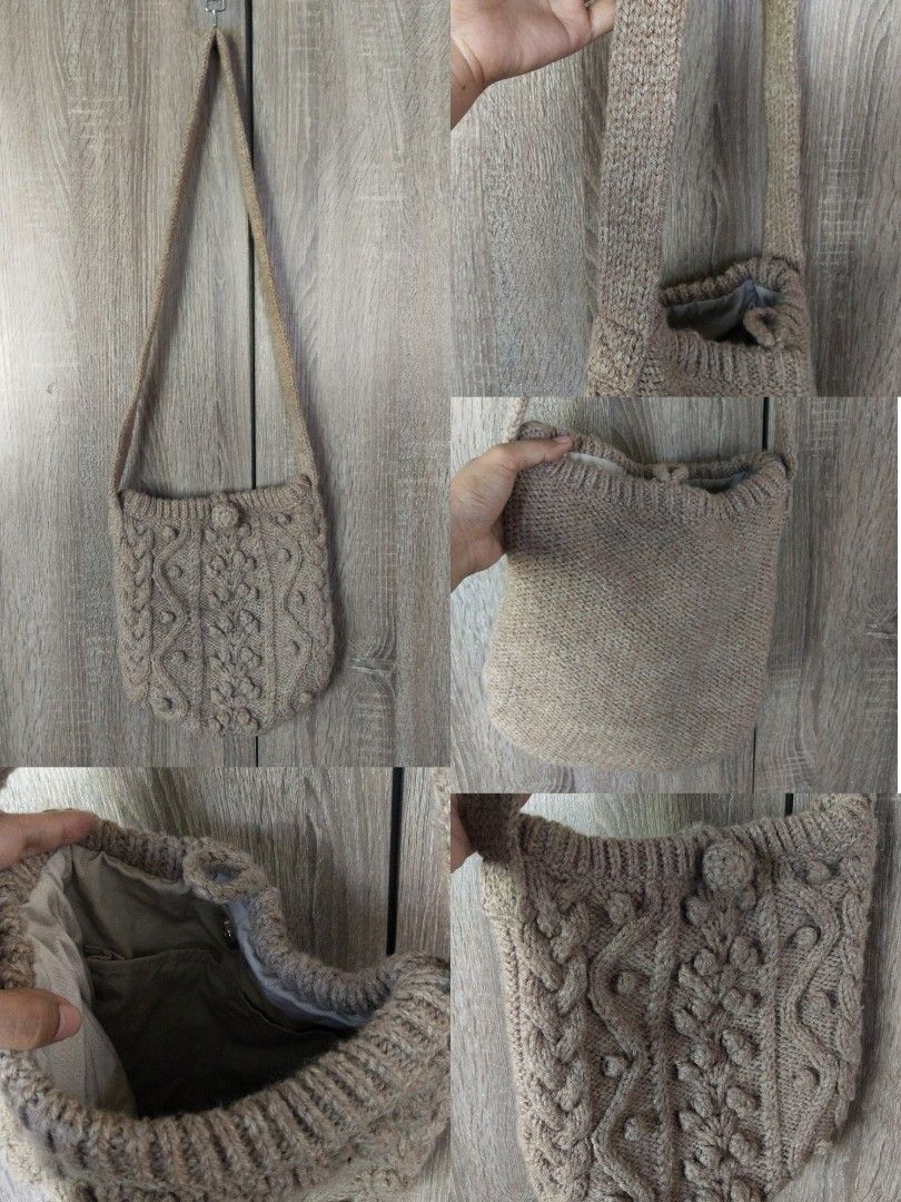 Vintage Boho Cable Knit Shoulder Sling Bag (Category: Cross-body Bags) located in San Fernando. Submitted by luckyflower.e9e5ed (Listing ID 1464866519, Image 1). Description: Material: Thick Chunky Knit Yarn (Wool/Acrylic Blend) Description: Selling this lovely, cozy bohemian-style shoulder sling bag featuring a beautiful, intricate cable-knit braided pattern on the front. Perfect for adding a warm, textured, neutral element to your casual daily 