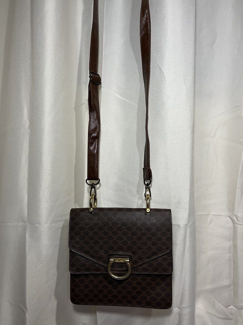 Vintage Celine Macadam Canvas Shoulder Bag (Missing original handle) (Category: Cross-body Bags) located in Davao. Submitted by daveespino81318 (Listing ID 1464864034, Image 1). Description: Description: Selling an authentic vintage Celine Macadam monogram flap bag, this bag has been modified and shows heavy signs of vintage wear. Issues: - Modifications: The original leather top handle is missing. It has been converted into a crossbody/shoulder 