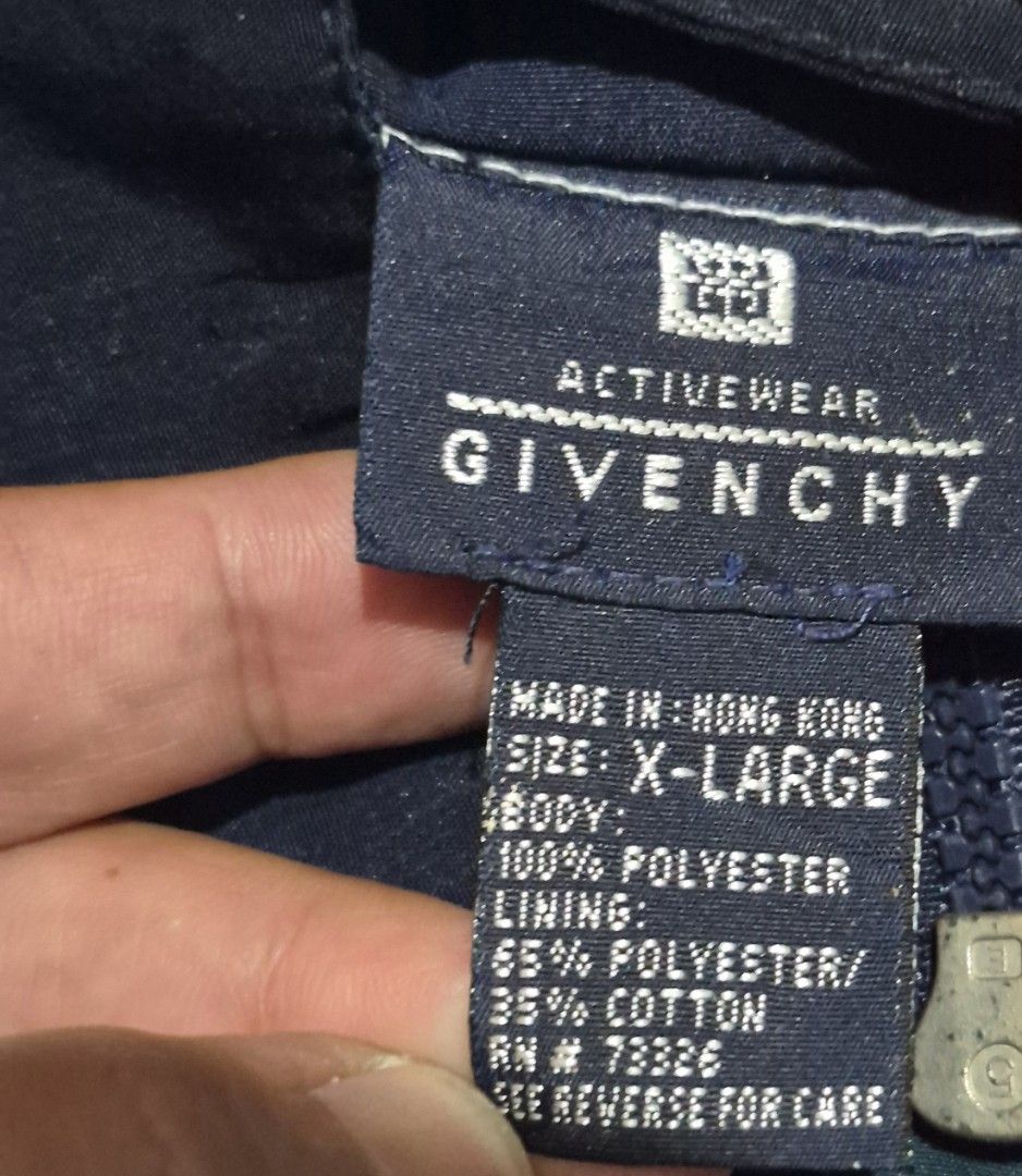Vintage Givenchy Windbreaker (Category: Coats, Jackets and Outerwear) located in Noveleta. Submitted by nep21 (Listing ID 1464816639, Image 2). Description: Vintagr Givenchy Windbreaker Size XL Very good condition 2,000 pesos Noveleta,Cavite location Shipping J&T or Lalamove.