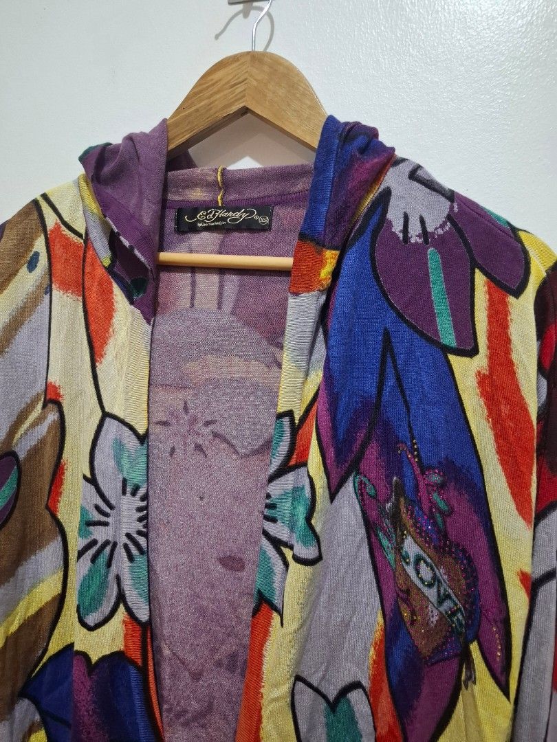 Vintage y2k ed hardy AOP (Category: Coats, Jackets and Outerwear) located in Tarlac. Submitted by christopher.24 (Listing ID 1464878816, Image 3). Description: xs on tag fit mens small to med womens large.