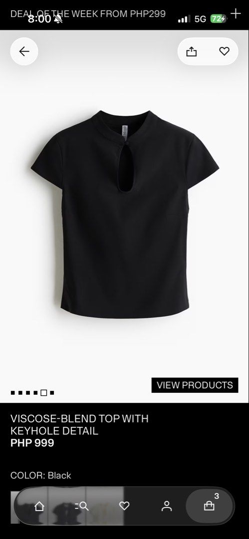 VISCOSE-BLEND TOP WITH KEYHOLE (Category: Blouses) located in Manila. Submitted by pastaoverload (Listing ID 1464770118, Image 2). Description: .